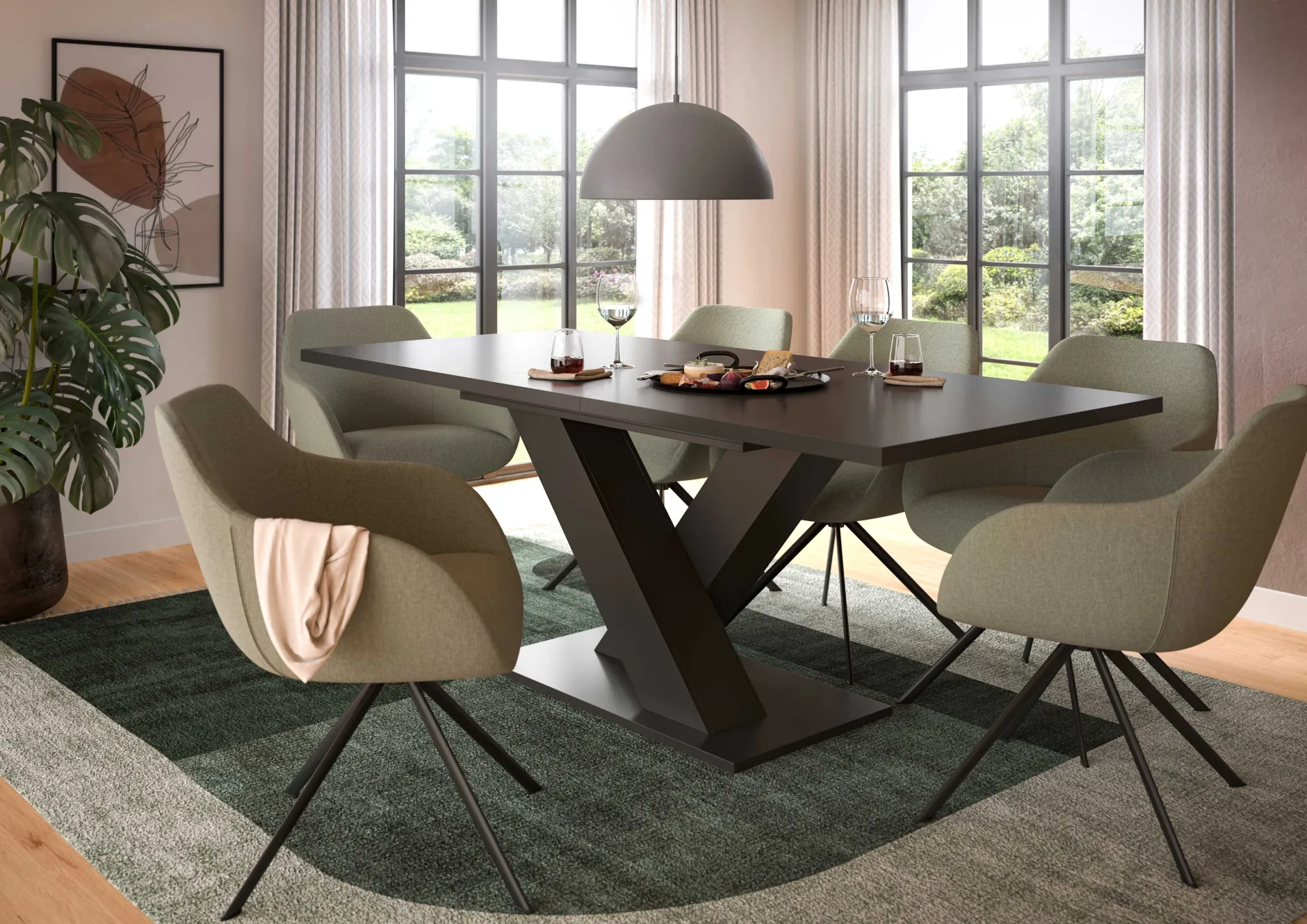 Ausziehbarer Esstisch Motion Emob - Grau - 150-190x76x90 cm