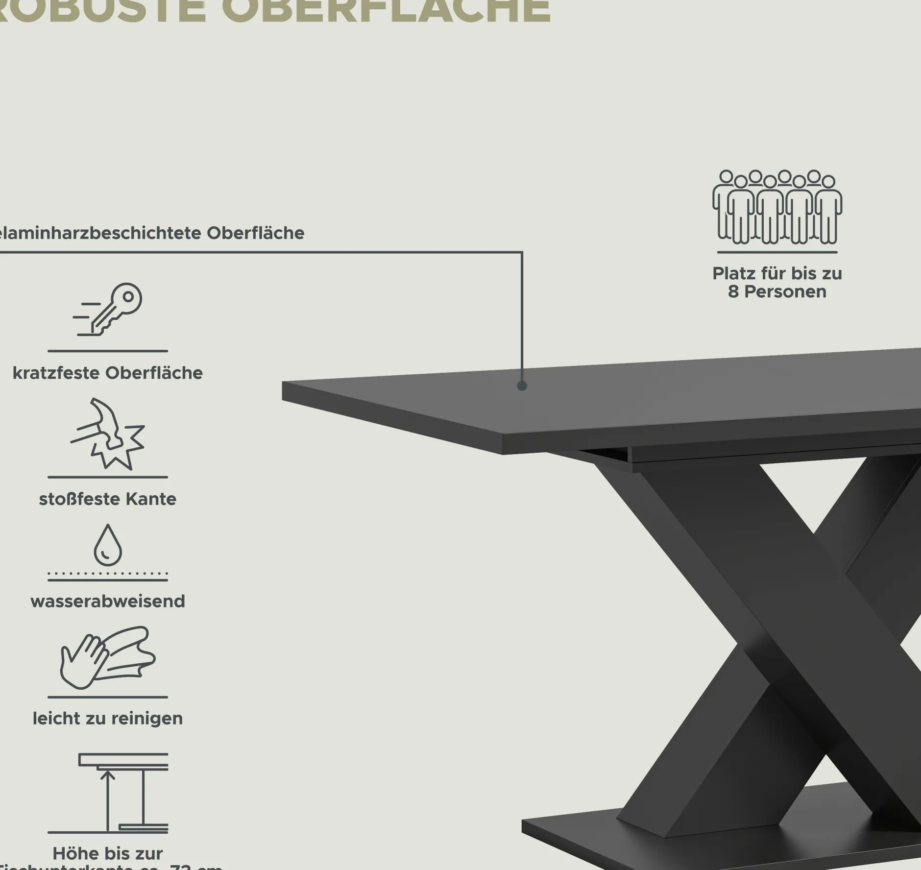 Ausziehbarer Esstisch Motion Emob - Grau - 150-190x76x90 cm