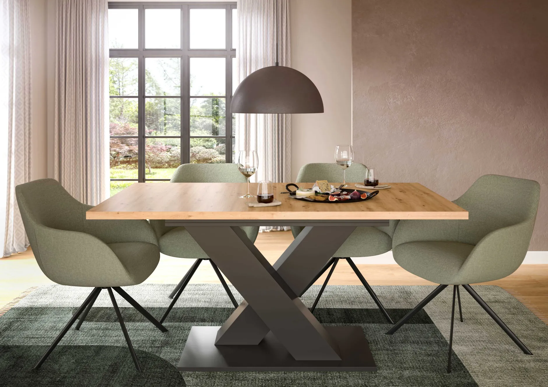 Ausziehbarer Esstisch Motion von Emob - Artisan/ Grau - 150-190x76x90 cm