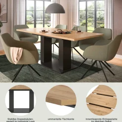 Ausziehbarer Esstisch Motion Emob - Artisan Holzoptik, Grau, 150-190x90x76 cm