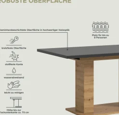 Ausziehbarer Esstisch Motion Emob - Artisan Holz & Grau - 150-190x76x90 cm
