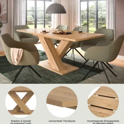 Ausziehbarer Esstisch Motion Emob - Artisan Finish - 150-190x76x90 cm - Natur