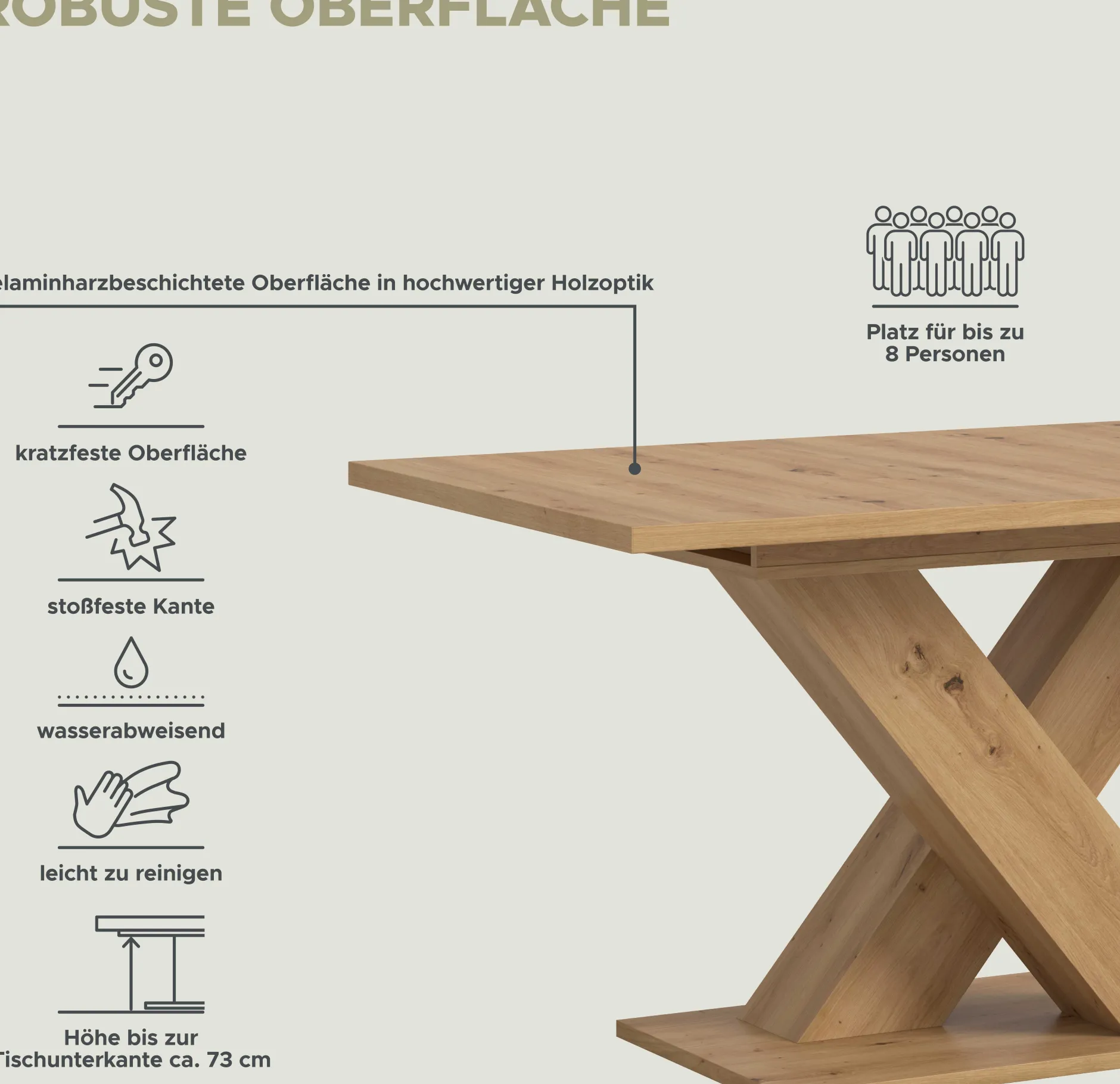 Ausziehbarer Esstisch Motion Emob - Artisan Finish - 150-190x76x90 cm - Natur