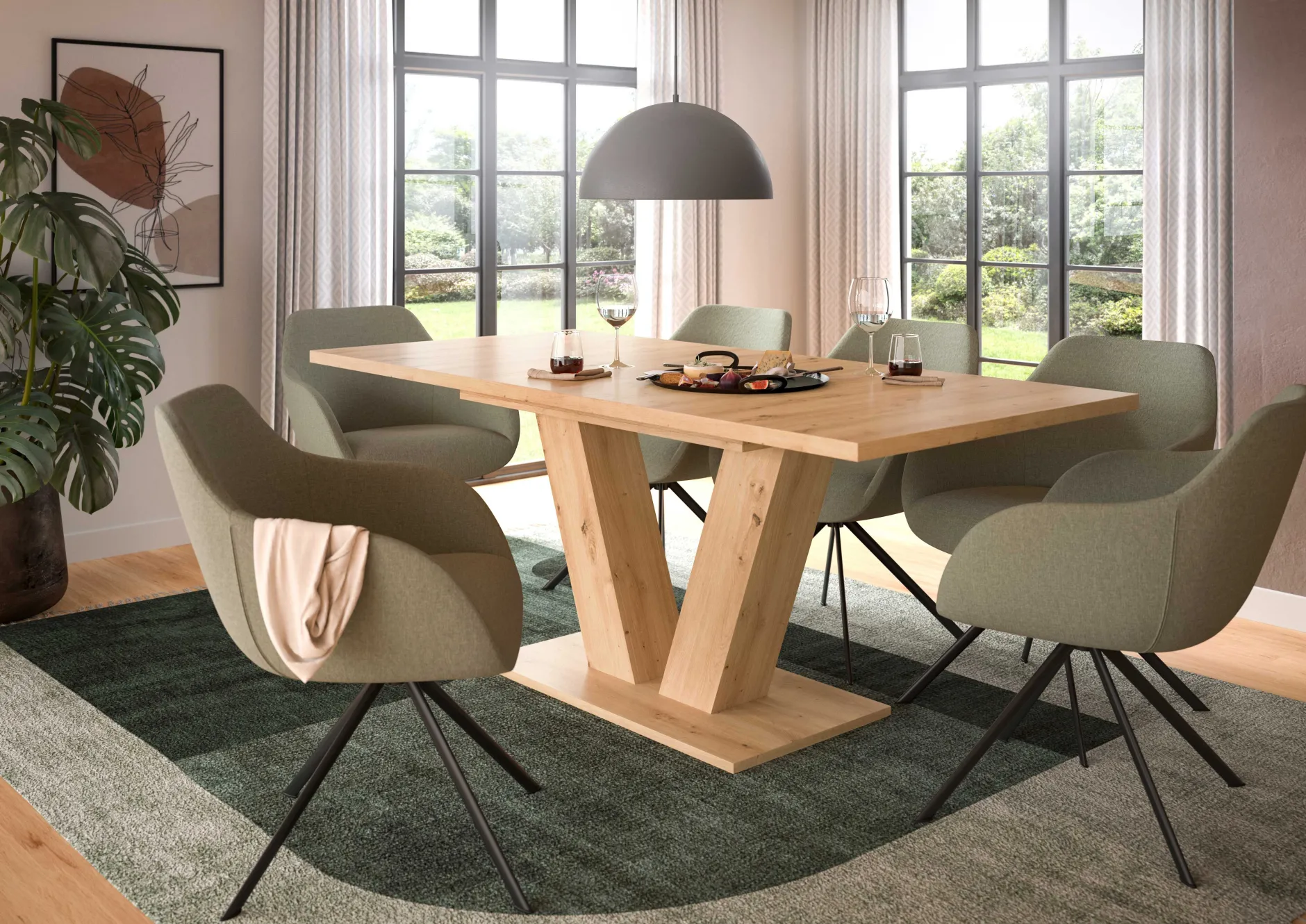 Ausziehbarer Esstisch Motion Emob in Artisan Natur 150-190x76x90 cm