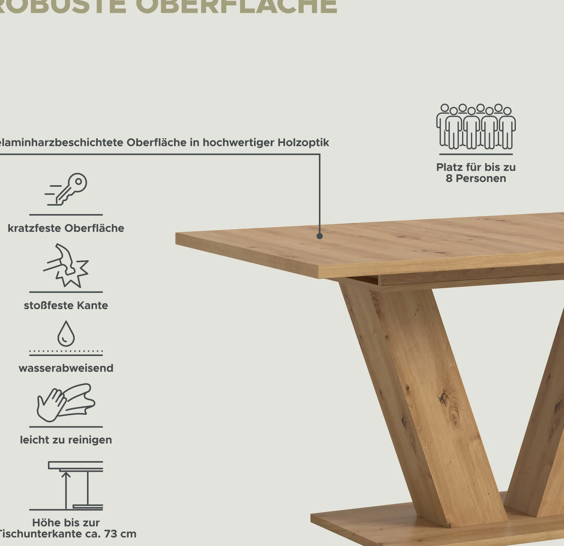 Ausziehbarer Esstisch Motion Emob in Artisan Natur 150-190x76x90 cm