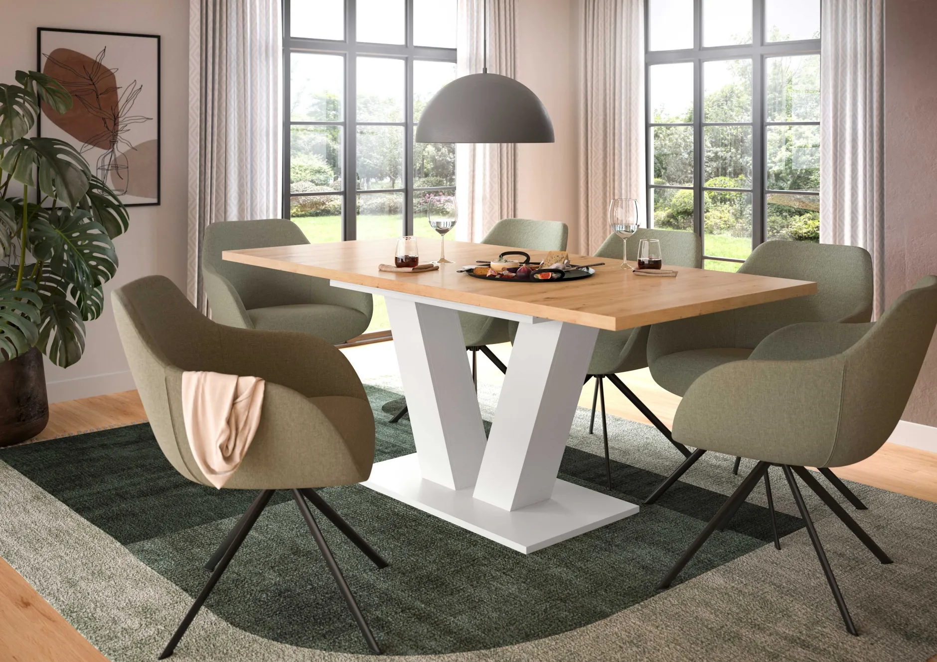 Ausziehbarer Esstisch Motion Emob - Artisan/Weiß - 150-190x76x90 cm