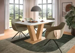 Ausziehbarer Esstisch Motion Emob - V-Base, Weiß/Natur, 150-190x76x90 cm