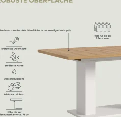 Ausziehbarer Esstisch Motion Emob - Artisan/Weiß - 150-190x76x90 cm