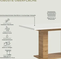 Ausziehbarer Esstisch Motion Emob - Weiß/Artisan - 150-190x76x90 cm