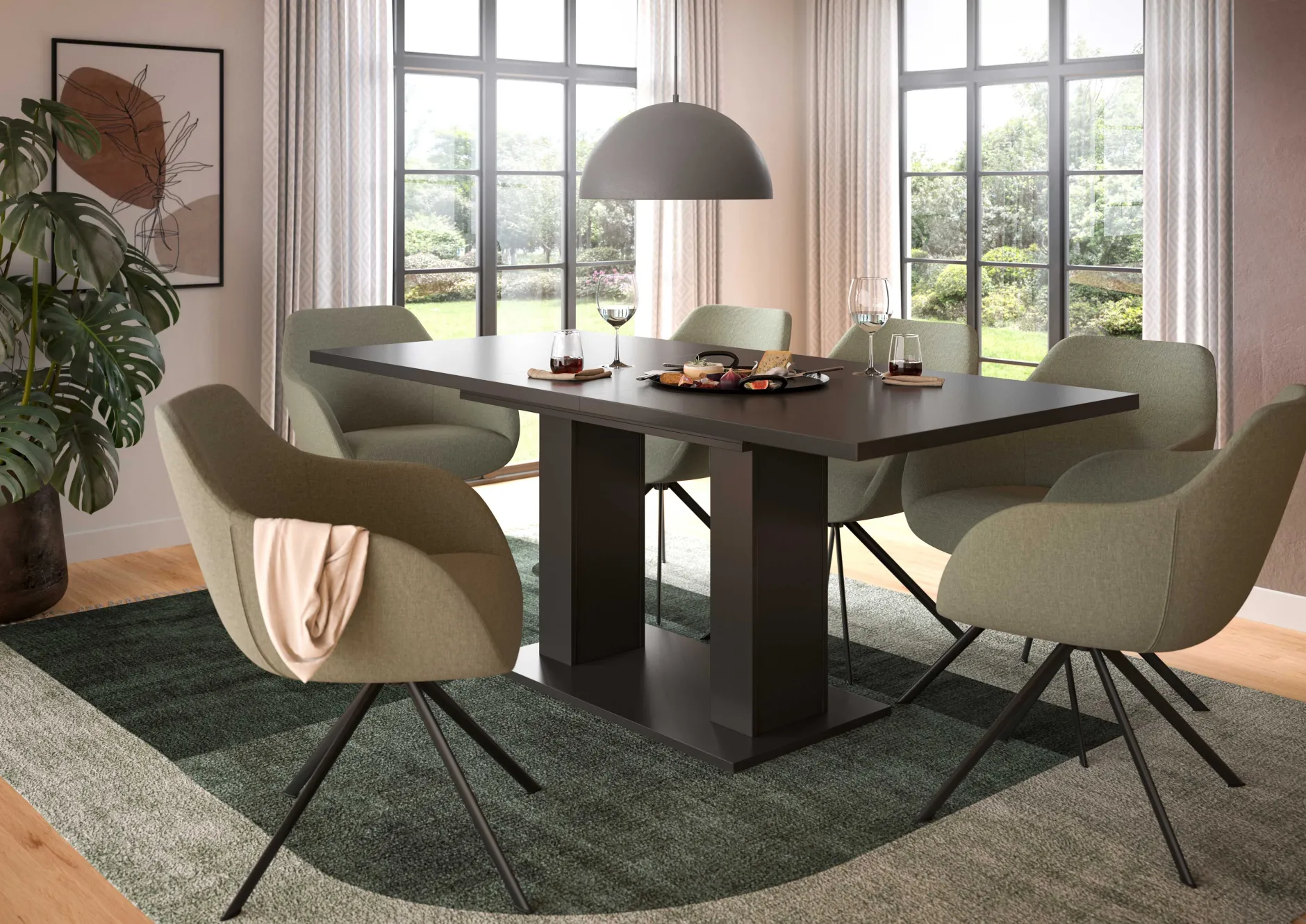 Ausziehbarer Esstisch Motion Emob - Grau - 150-190x76x90 cm