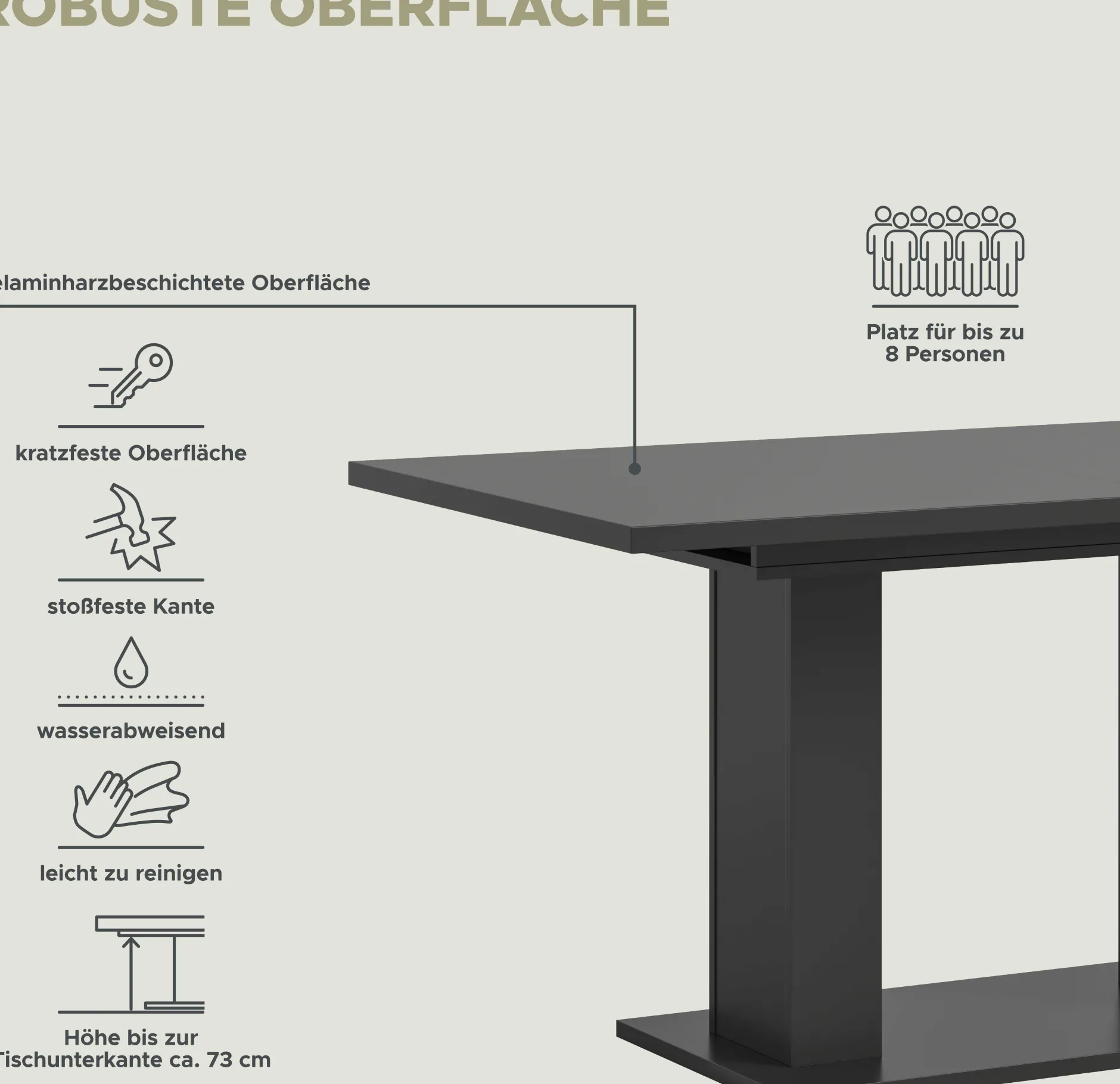 Ausziehbarer Esstisch Motion Emob - Grau - 150-190x76x90 cm
