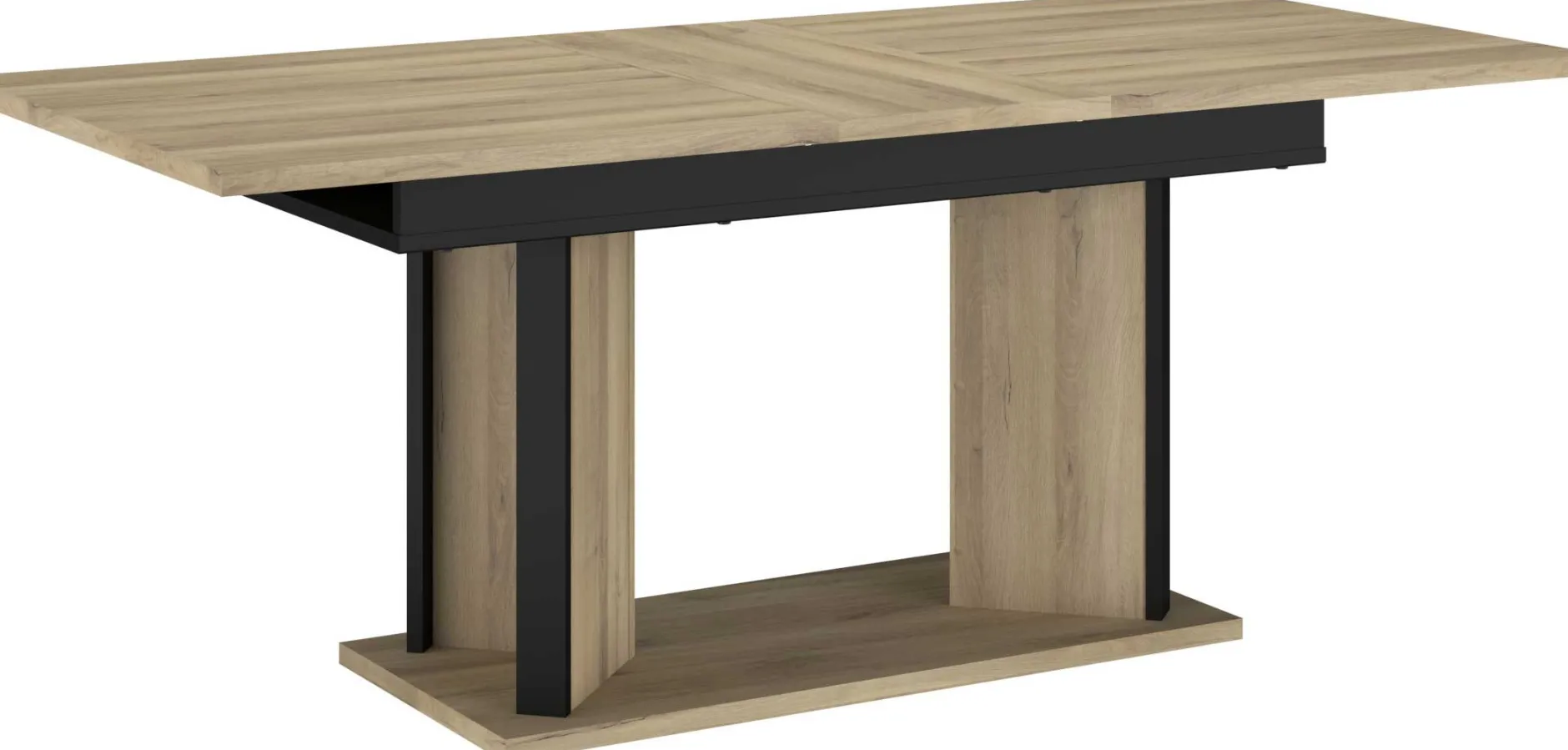 Ausziehbarer Esstisch Oskar - 160>200x90cm - Eiche Dekor/schwarz