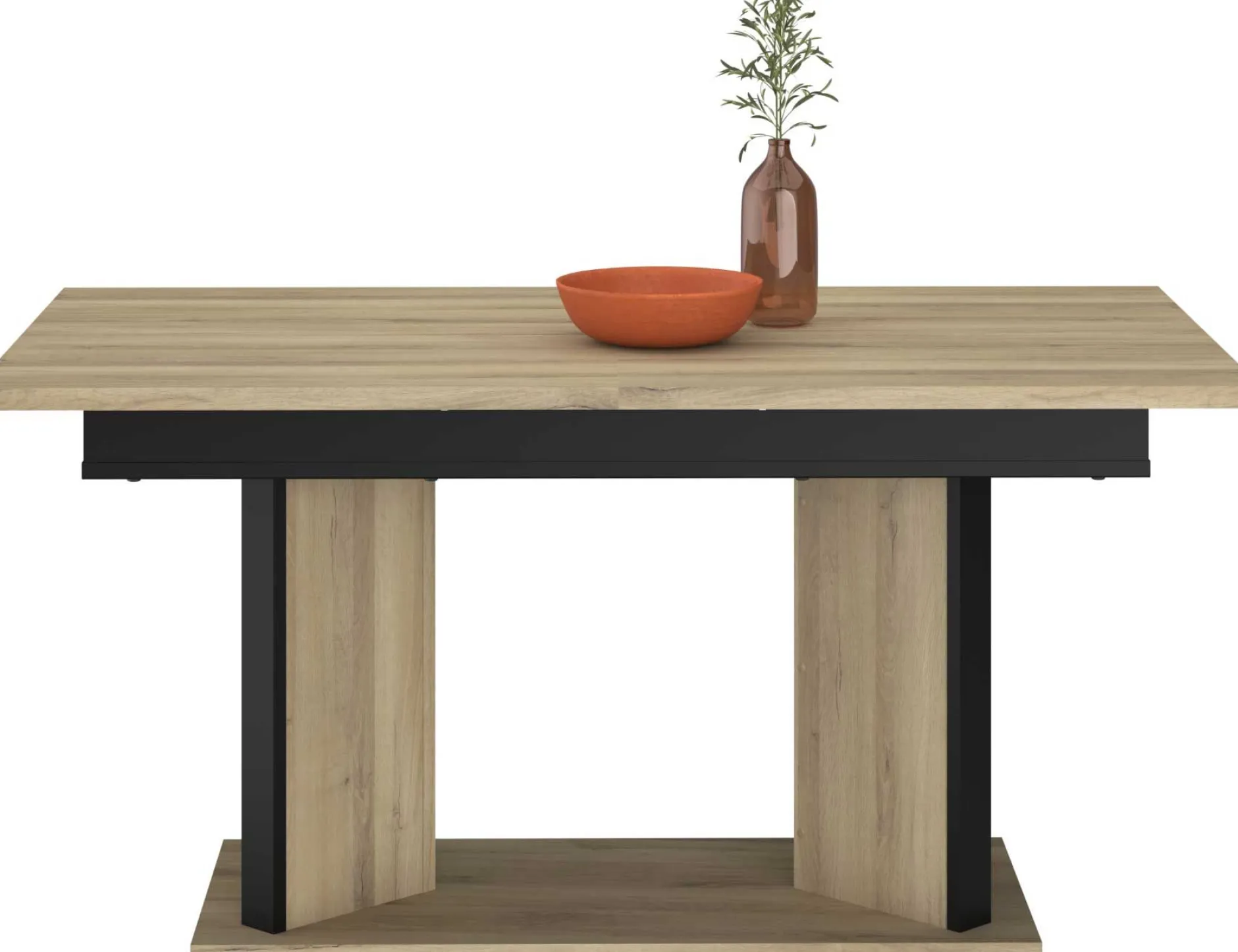 Ausziehbarer Esstisch Oskar - 160>200x90cm - Eiche Dekor/schwarz