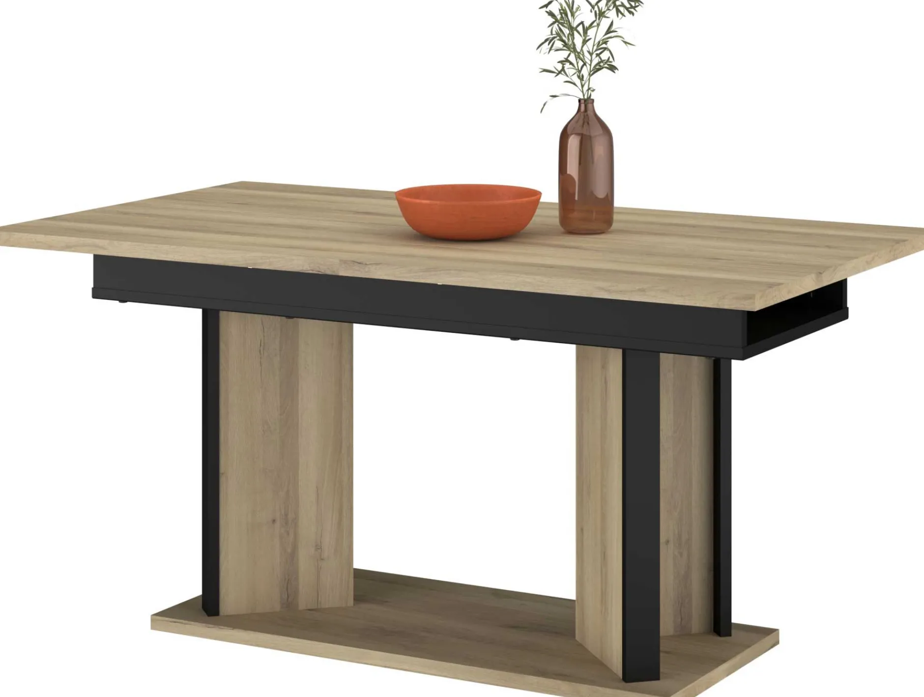 Ausziehbarer Esstisch Oskar - 160>200x90cm - Eiche Dekor/schwarz