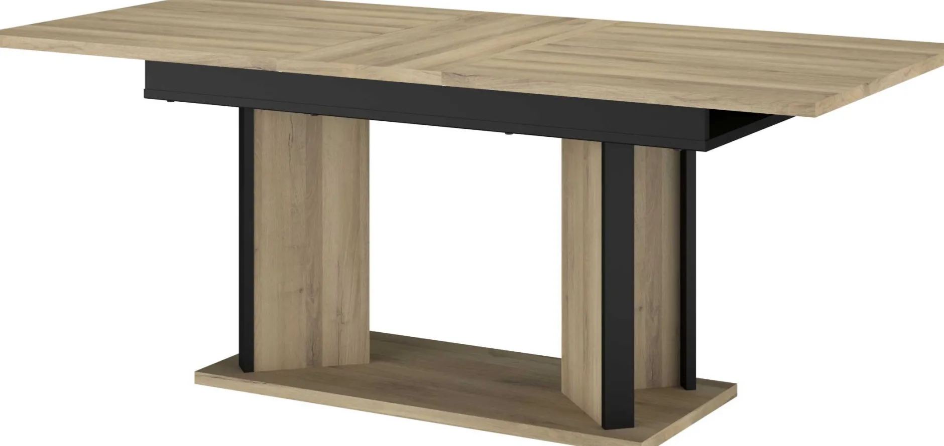 Ausziehbarer Esstisch Oskar - 160>200x90cm - Eiche Dekor/schwarz