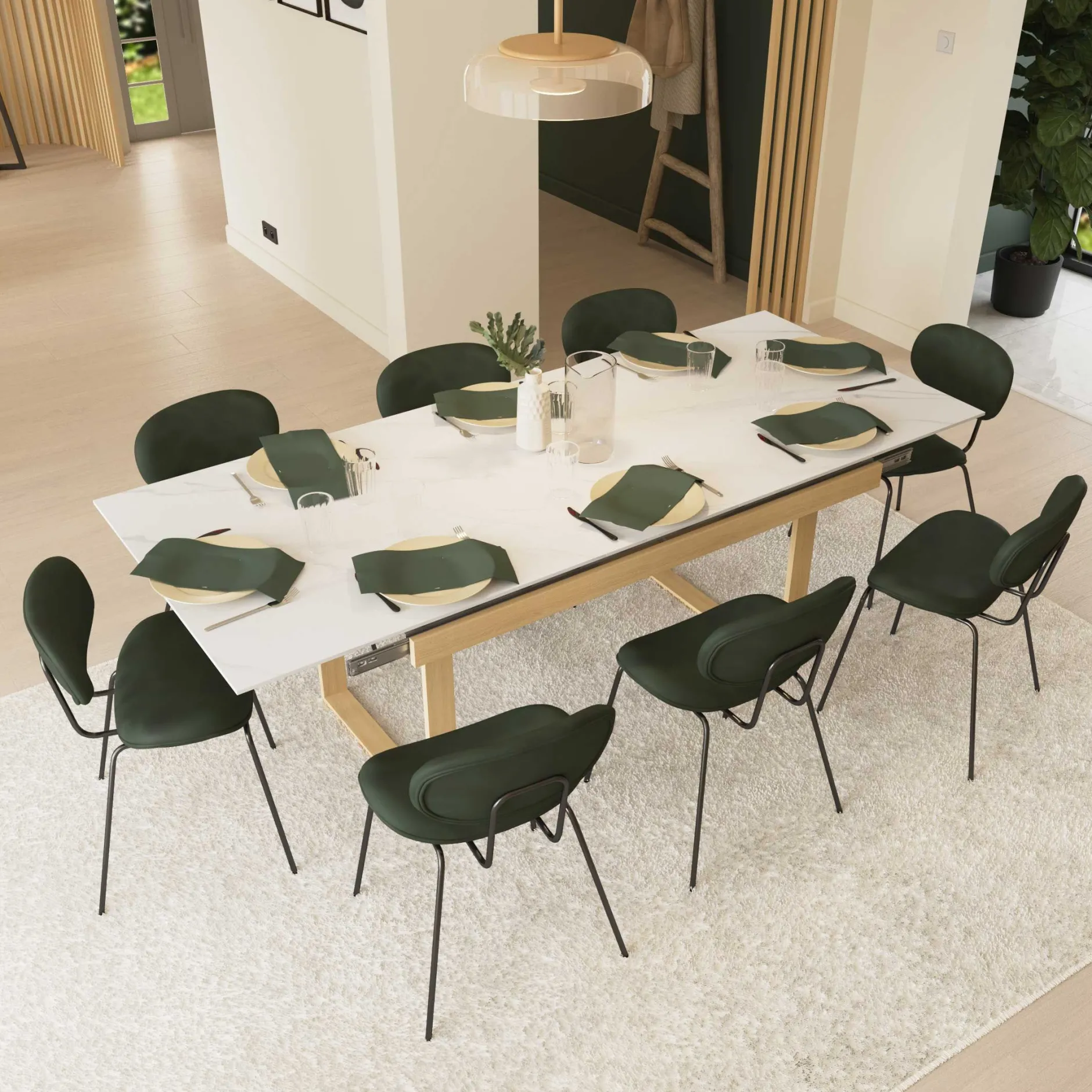 Ausziehbarer Esstisch Stoik - 180-220x90x76cm - Keramik - Marmoroptik