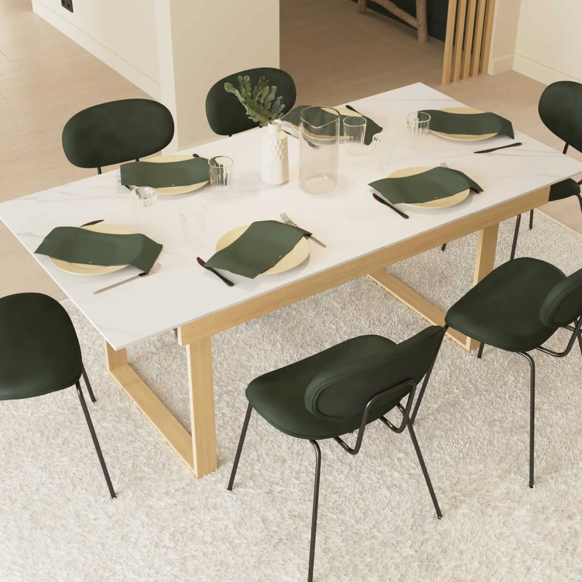 Ausziehbarer Esstisch Stoik - 180-220x90x76cm - Keramik - Marmoroptik