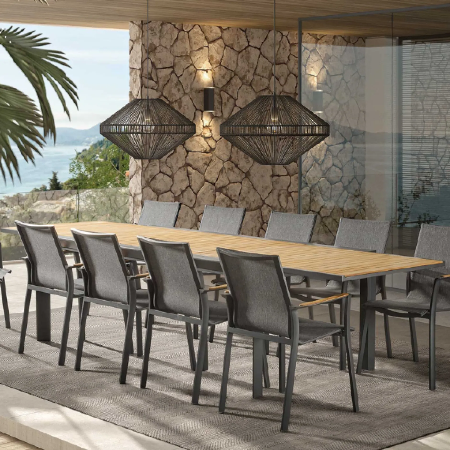 Ausziehbarer Gartentisch Porto Gescova - Teakholz - 220x100x75 cm - Braun