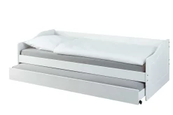 Ausziehbares Bett Leonie | 207 x 96,5 x 62 cm | 100% Melamin beschichtet | Farbe: Weiß