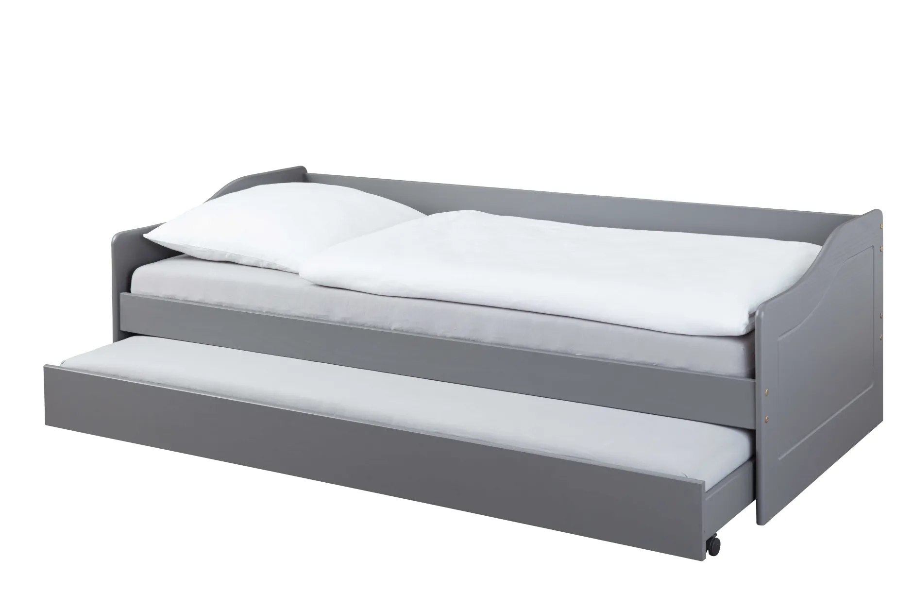 Ausziehbares Bett Leonie | 207 x 96,5 x 62 cm | 100% Melamin beschichtet | Farbe: Dunkelgrau