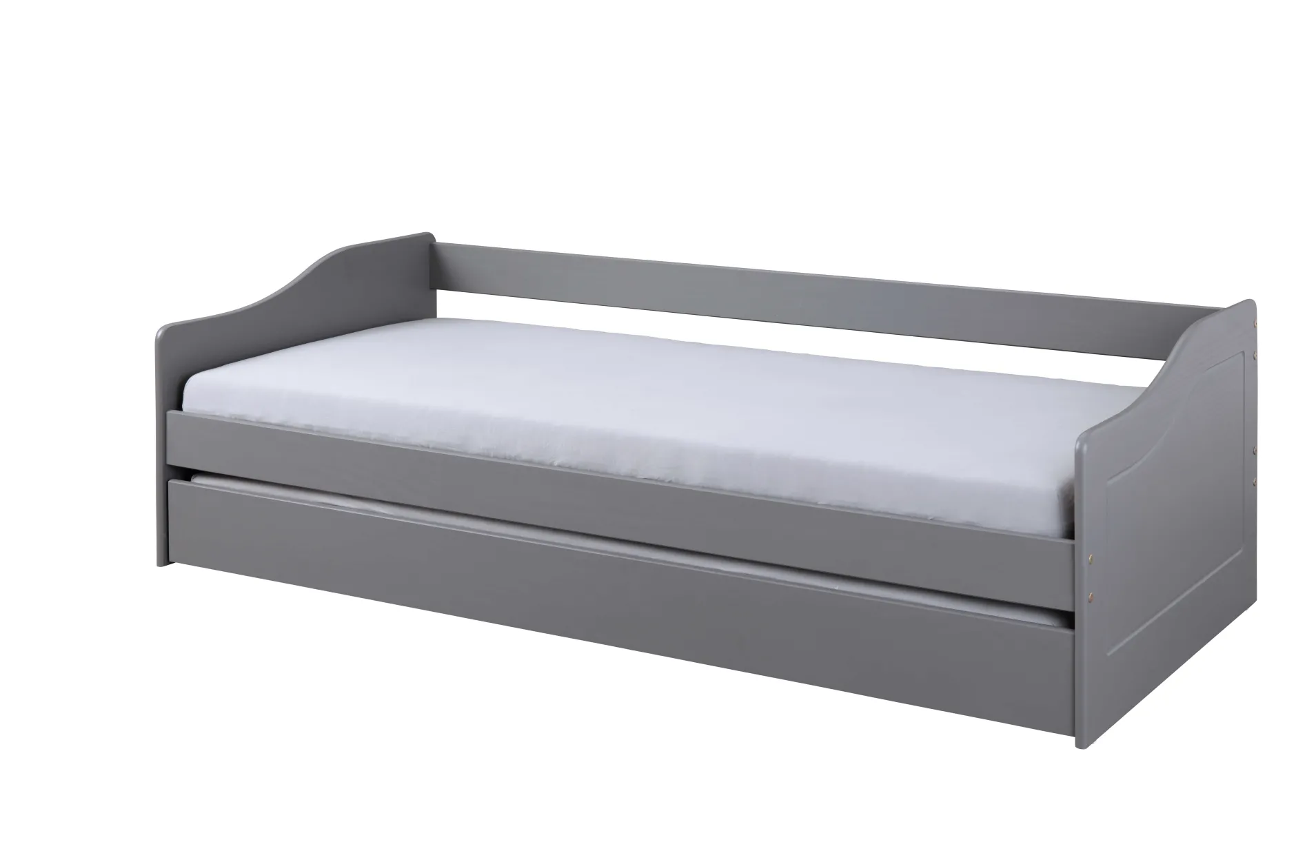 Ausziehbares Bett Leonie | 207 x 96,5 x 62 cm | 100% Melamin beschichtet | Farbe: Dunkelgrau