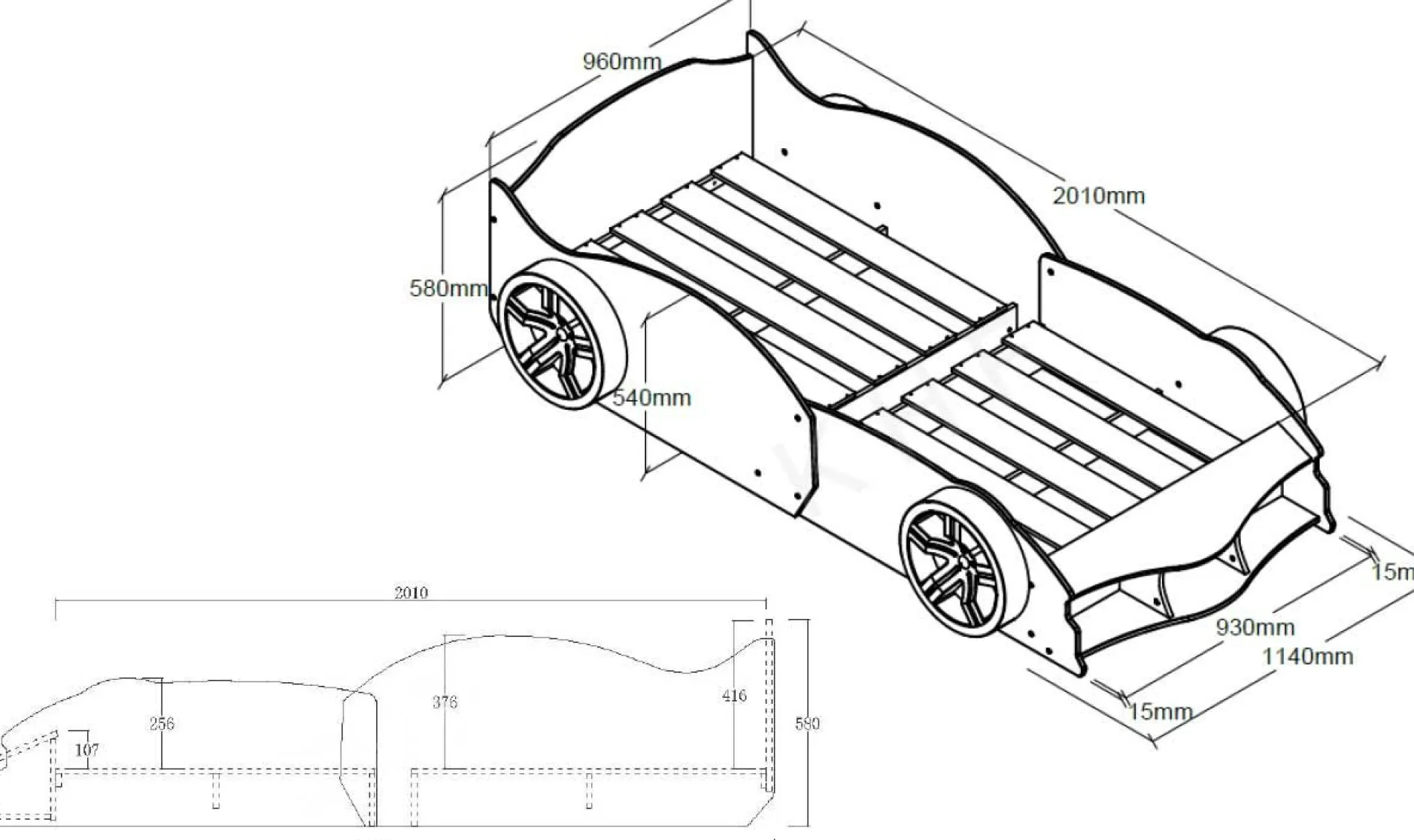 AutoBett Max 90x200cm - weiß