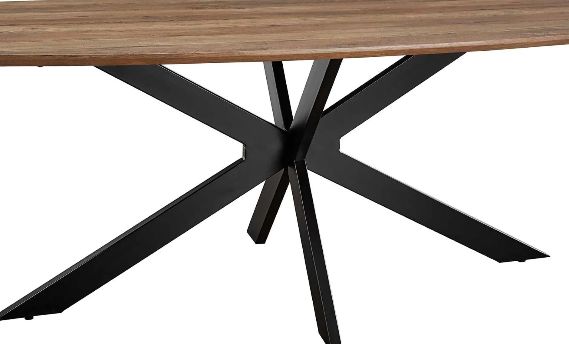 Aziz 200 cm Dänischer Ovaltisch mit Mango-Dekor | Metallbeine, MDF-Platte, ABS-Kante | H76 x B200 x T100 cm - 25mm