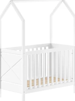 Babybett Scottie - 60x120cm - verstellbarer Lattenrost - Kiefer weiß