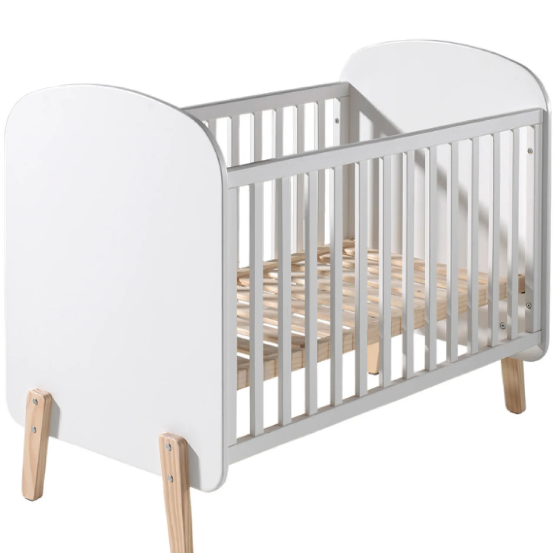 Babybett 60x120 cm und Wickeltisch mit Windelbrett-weiß