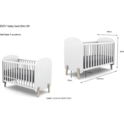 Babybett 60x120 cm und Wickeltisch mit Windelbrett-weiß
