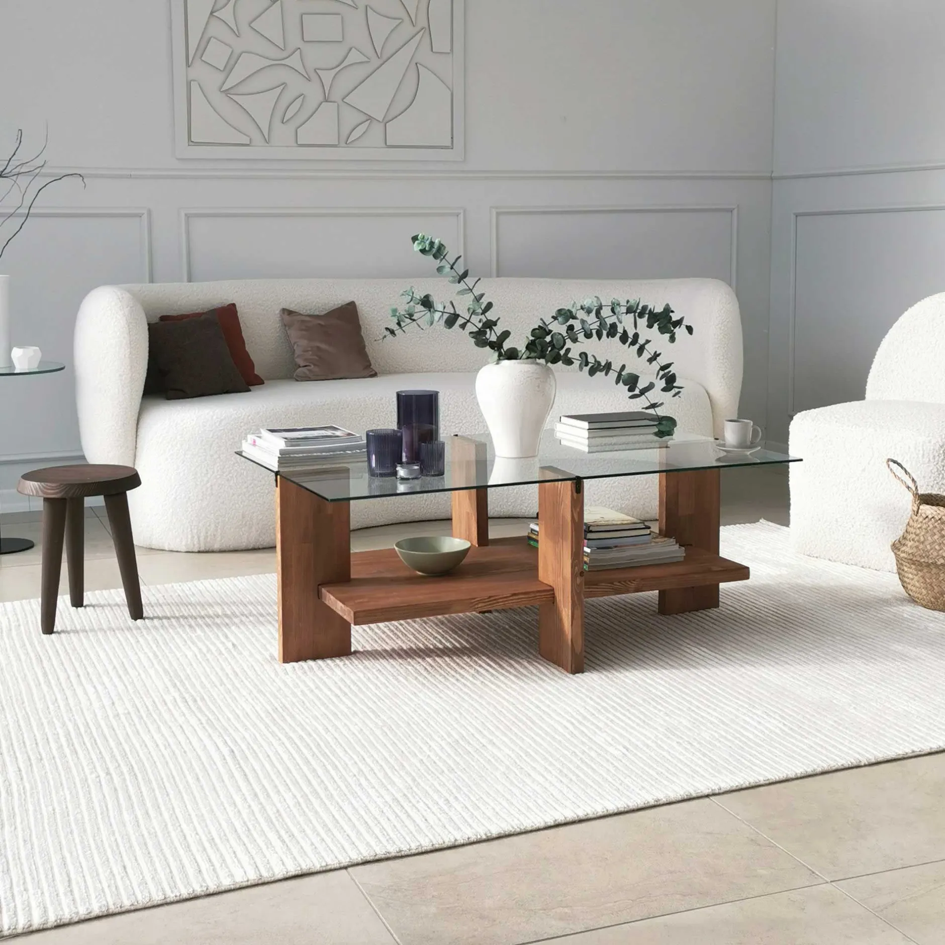 Babylon Couchtisch | GEHÄRTETES GLAS | Holz