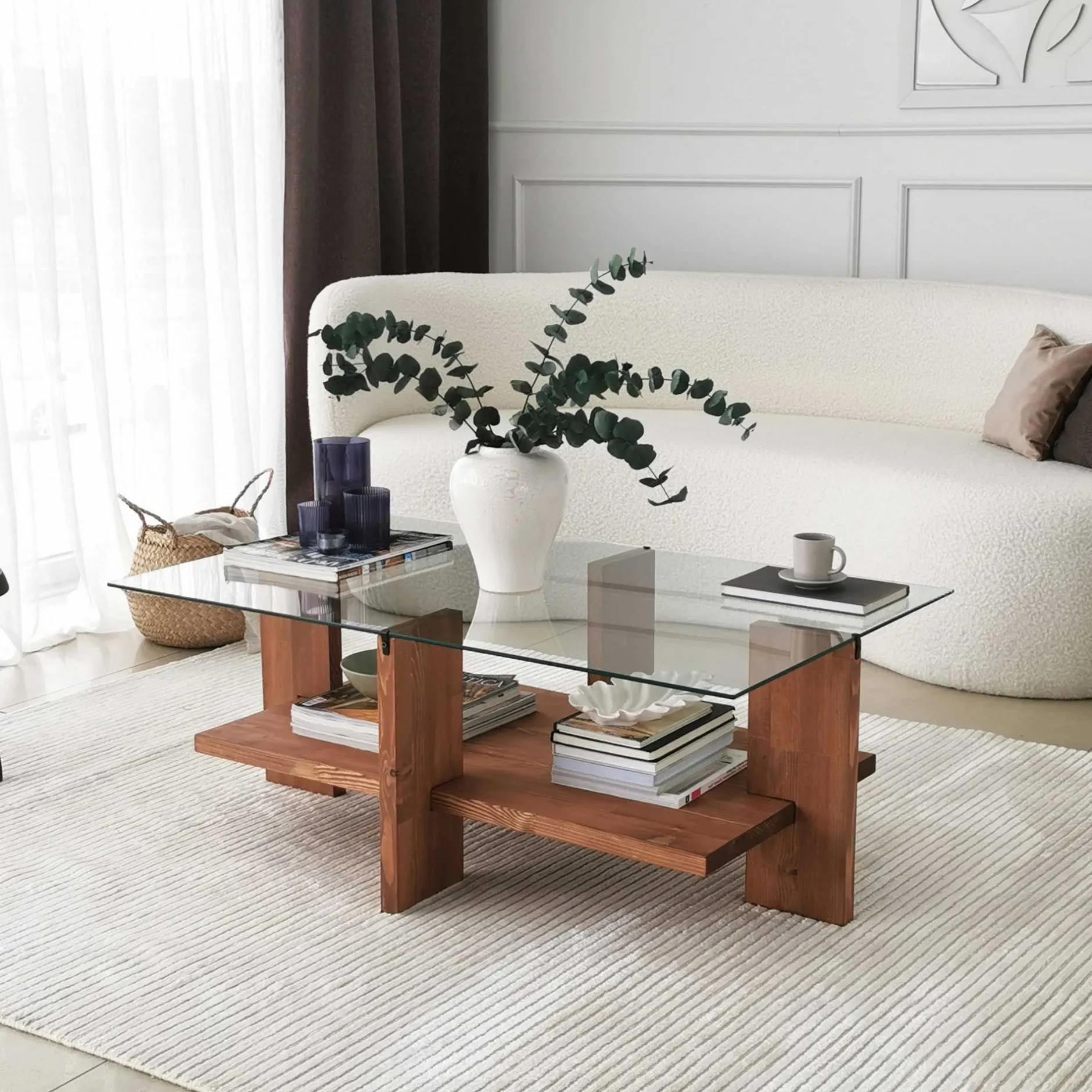 Babylon Couchtisch | GEHÄRTETES GLAS | Holz