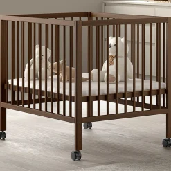 Babypark Dino | 95 x 75 cm | verstellbar | Buche massiv | nussbaumfarben