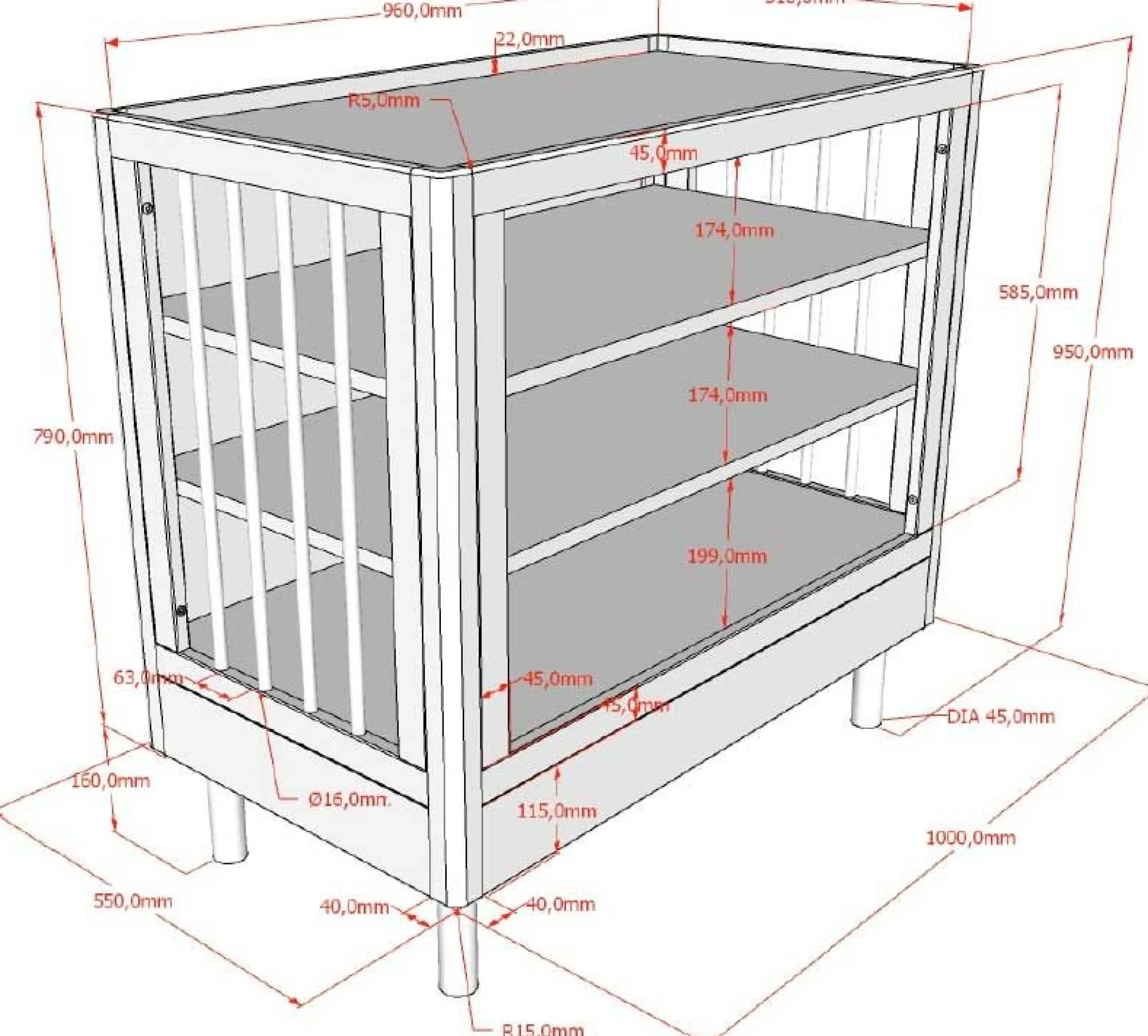 Babyzimmer Forrest: Babybett 60x120cm, Wickeltisch, Kleiderschrank - Weißbuche