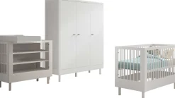 Babyzimmer Forrest: Babybett 60x120cm, Wickeltisch, Kleiderschrank - Weißbuche