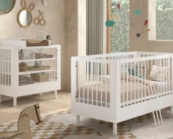 Babyzimmer Forrest: Babybett 70x140cm, Wickeltisch - Buche weiß