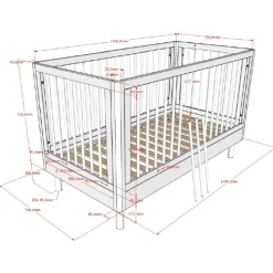 Babyzimmer Forrest: Babybett 70x140cm, Wickeltisch - Buche weiß