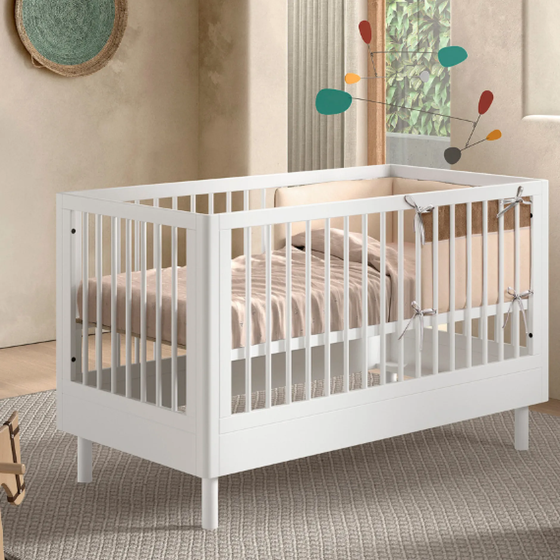 Babyzimmer Forrest: Babybett 70x140cm, Wickeltisch - Buche weiß