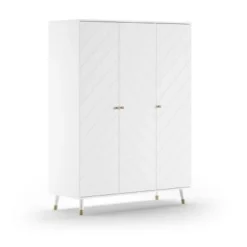 Babyzimmer-Set Billy - Dreitüriger Kleiderschrank, Kommode, Wickeltisch und Babybett - MDF/Weiß