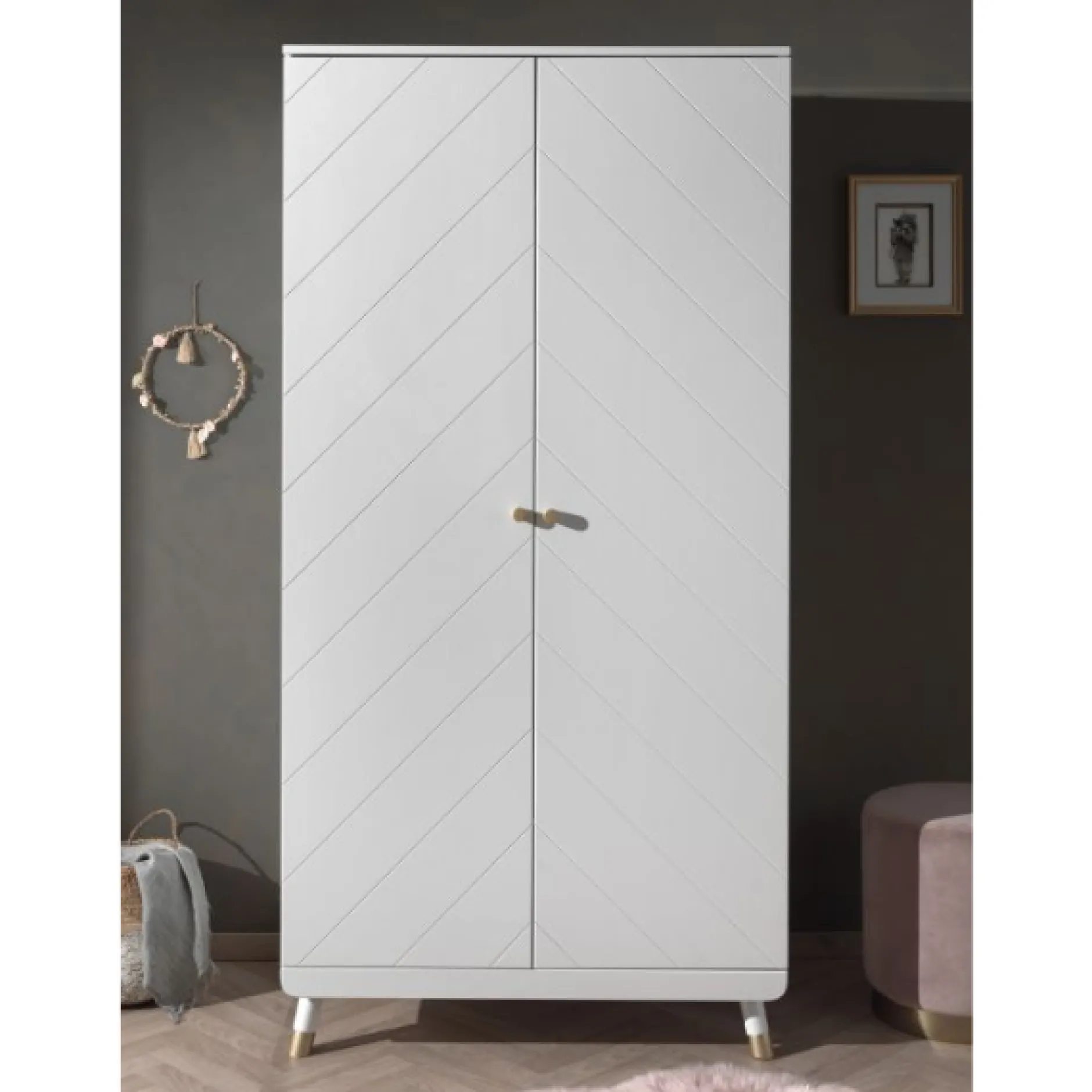 Babyzimmer-Set Billy - Zweitüriger Kleiderschrank, Kommode, Wickeltisch & Babybett - MDF/Weiß