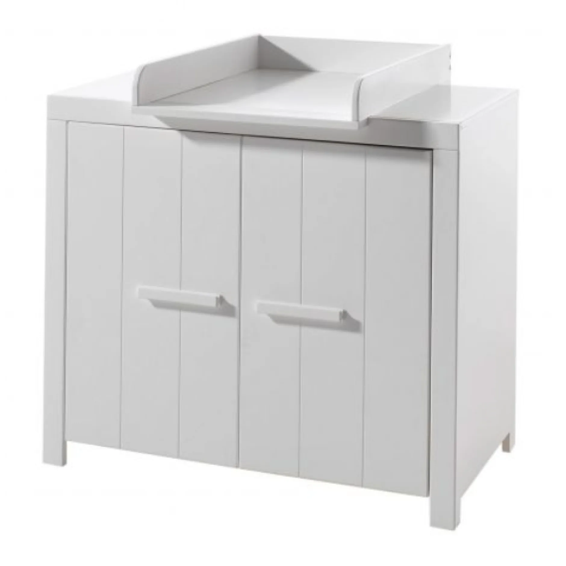 Babyzimmer-Set Erik - Dreitüriger Kleiderschrank, Kommode, Wickeltisch & Kinderbett - MDF/Weiß