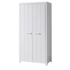 Babyzimmer-Set Erik - Dreitüriger Kleiderschrank, Kommode, Wickeltisch & Kinderbett - MDF/Weiß