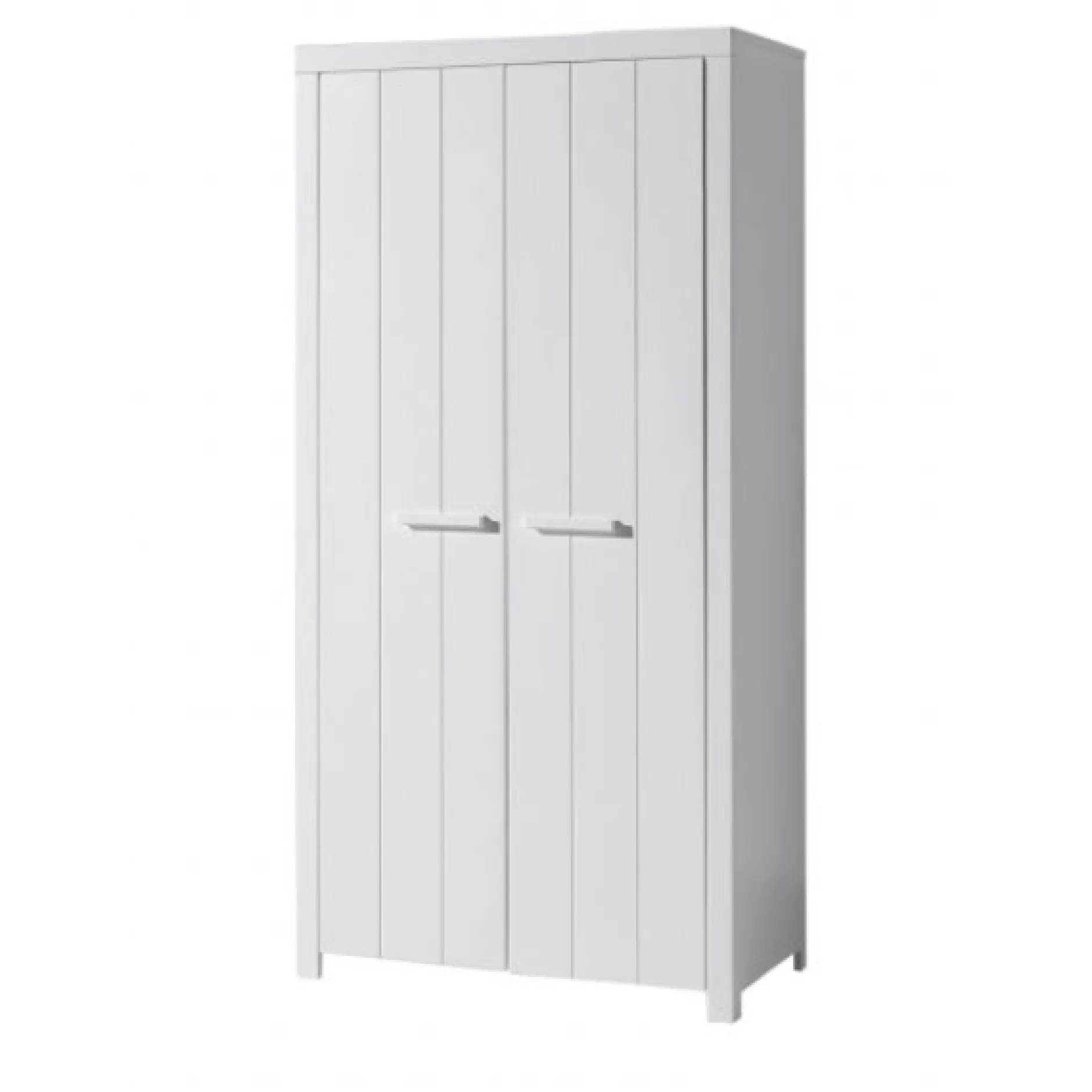 Babyzimmer-Set Erik - Zweitüriger Kleiderschrank, Kommode, Wickeltisch & Babybett - MDF/Weiß