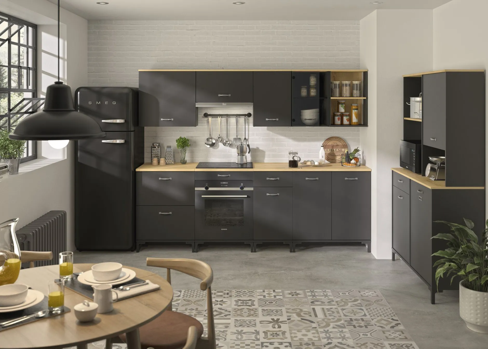 Backofenschrank Manchester | Backofen nicht enthalten | 60 x 60 x 86 cm | Helvezia Oak Design