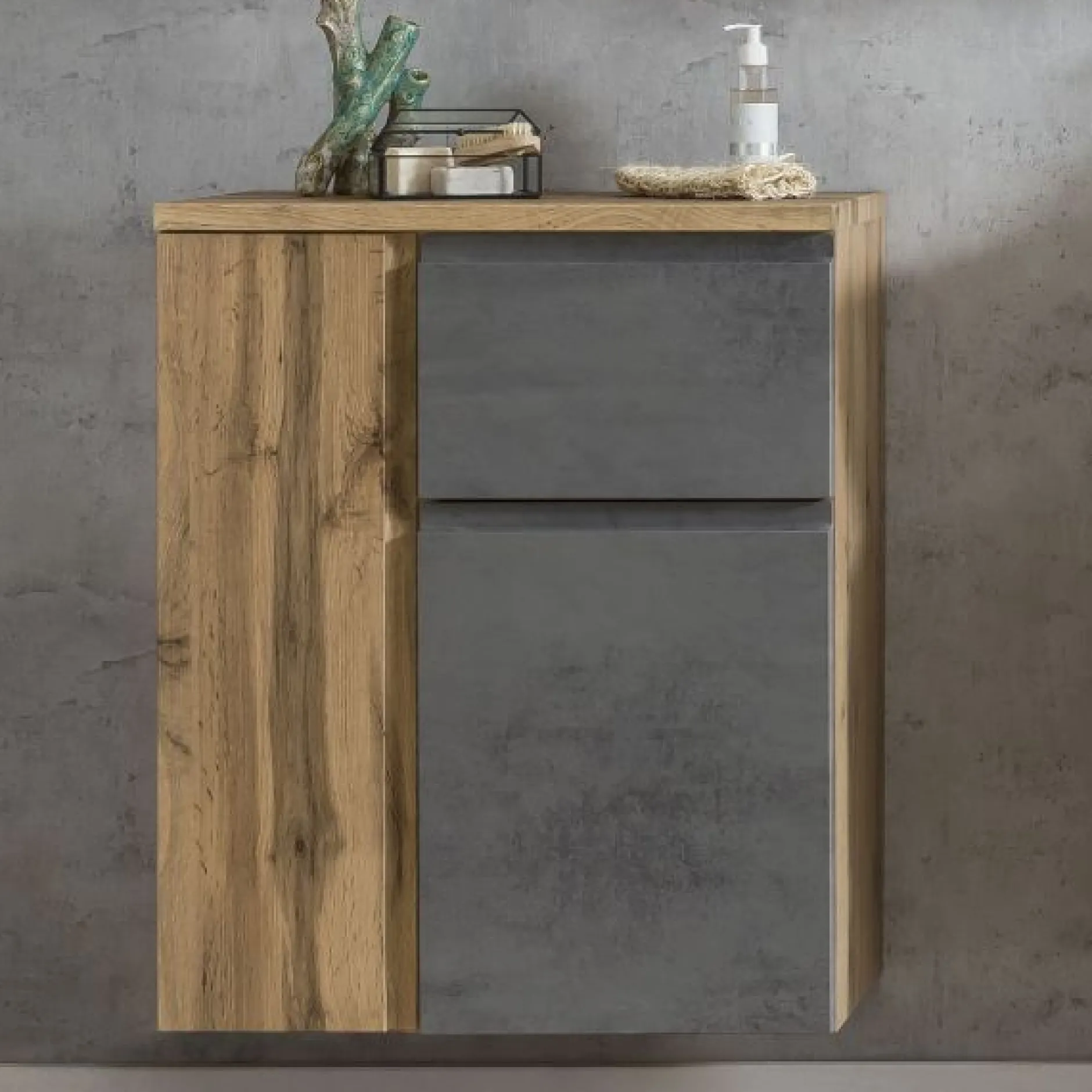 Badezimmer Anrichte Varese | 65 x 35 x 64 cm | Farbe Beton