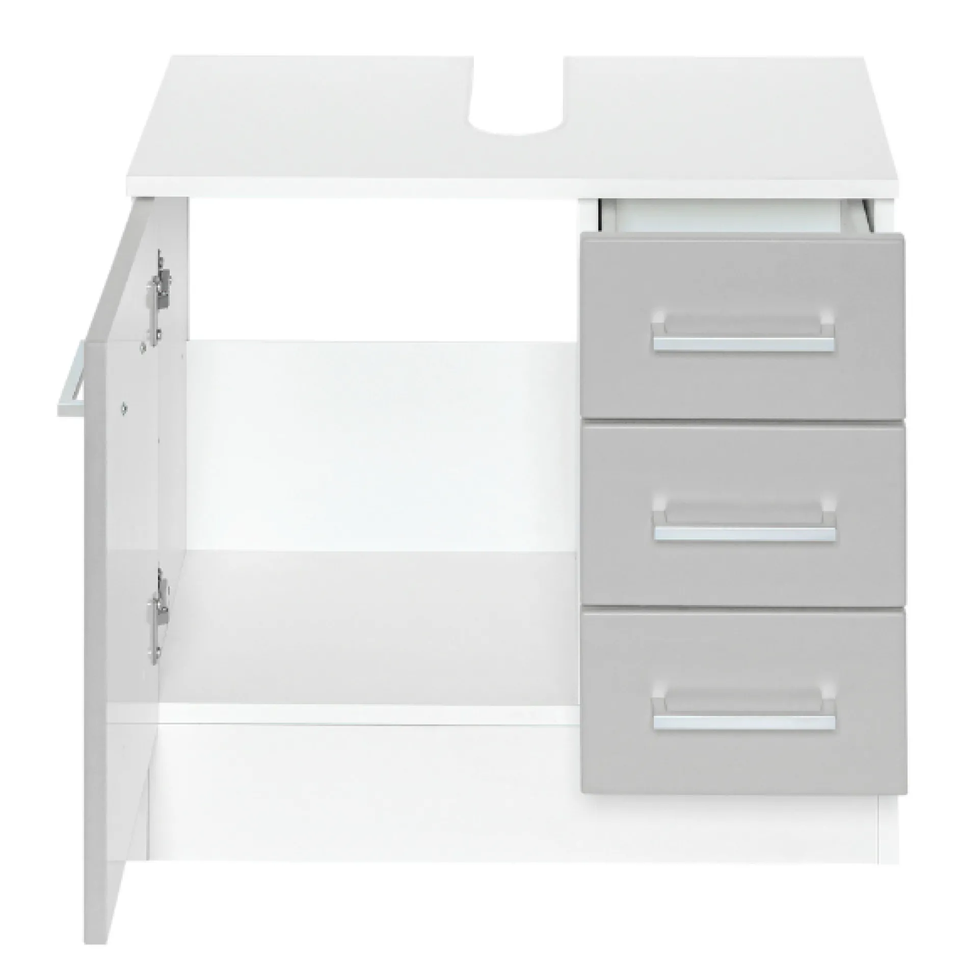 Badezimmer Ricca: Wandschrank, Badezimmerschrank, Spiegelschrank, Waschtischunterschrank - grau