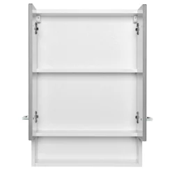 Badezimmer Ricca: Wandschrank, Badezimmerschrank, Spiegelschrank, Waschtischunterschrank - grau