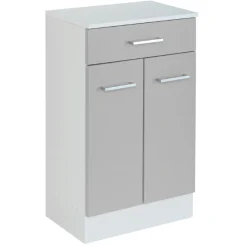 Badezimmer Ricca: Wandschrank, Badezimmerschrank, Spiegelschrank, Waschtischunterschrank - grau