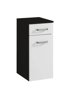 Badezimmerschrank Bobbi 30cm 1 Schublade und 1 Tür - graphit/hochglanz-weiß