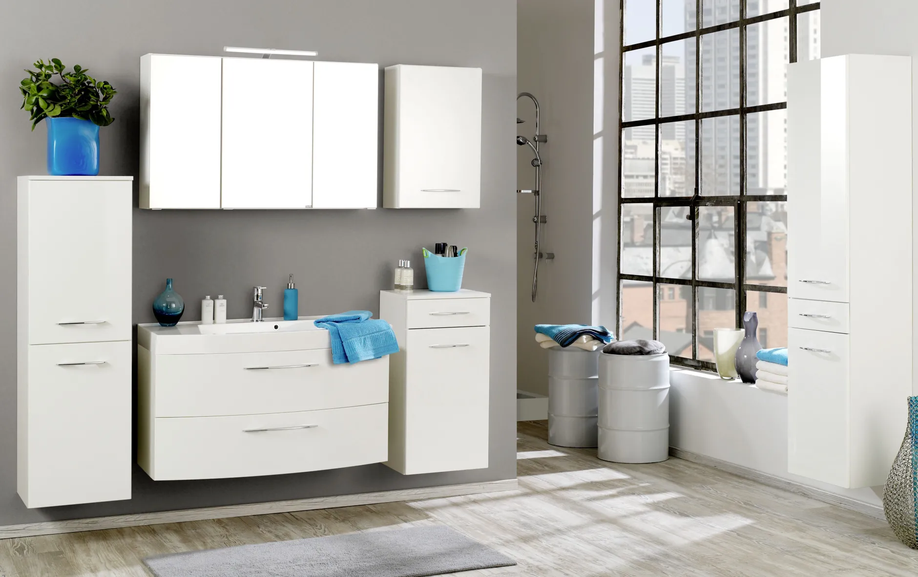Badezimmerschrank Florent 40cm 1 Tür und 1 Schublade - weiß